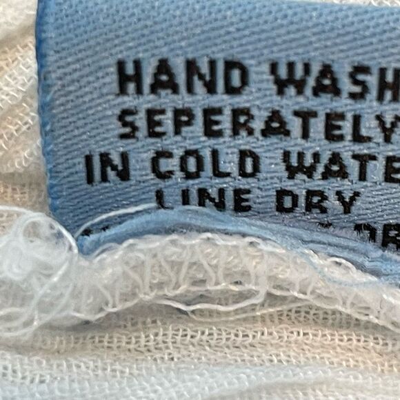 Solitaire Anthropologie Embroidered Swim Cover Up Tunic White Blue Round Neck Be - Picture 6 of 7